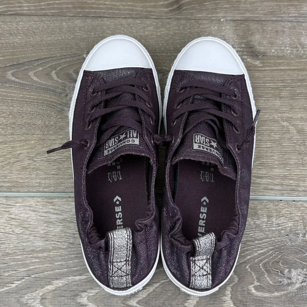Converse CT All-Star Shoreline Big Girl Sz 5 Purple Shimmer Slip On Sneakers